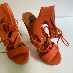Hight heels suede orange shoes